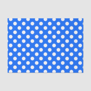 White polka dots on royal blue tissue paper