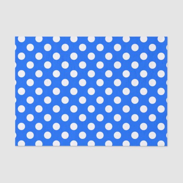 White polka dots on royal blue tissue paper (Front)