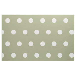 White Polka Dots on Sage Green Fabric