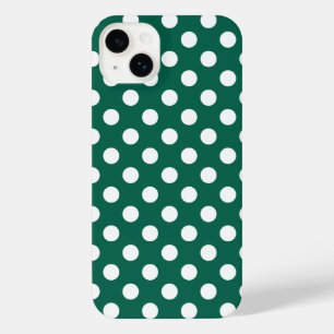 White polka dots on sage green iPhone 14 plus case