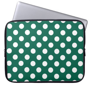 White polka dots on sage green laptop sleeve
