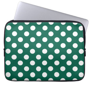 White polka dots on sage green laptop sleeve