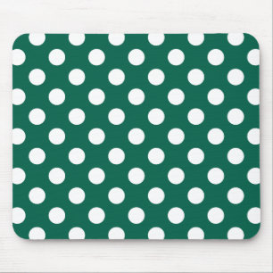 White polka dots on sage green mouse mat