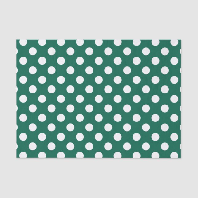 White polka dots on sage green tissue paper (Front)
