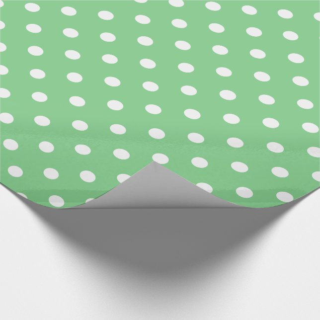 White Polka Dots on Sea Green Wrapping Paper (Corner)