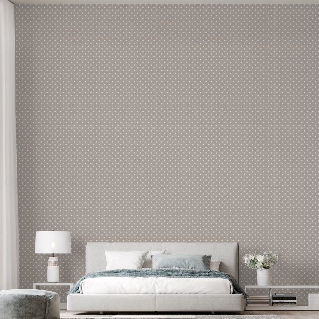 White Polka Dots on Soft Beige Wallpaper (Bedroom)