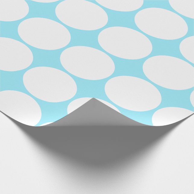 White Polka Dots on Summer Sky Blue Wrapping Paper (Corner)
