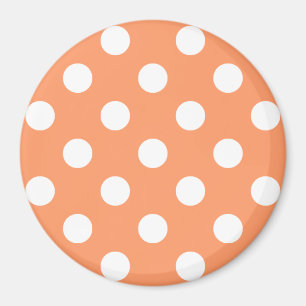 White Polka Dots on Tangerine Orange Magnet