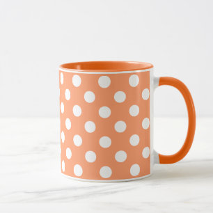 White Polka Dots on Tangerine Orange Mug