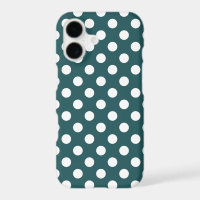 White polka dots on teal