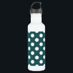 White polka dots on teal 710 ml water bottle<br><div class="desc">White polka dots on teal</div>