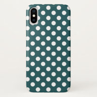 White polka dots on teal