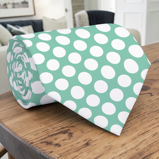White Polka Dots on Teal Custom Tie (Creator Uploaded)