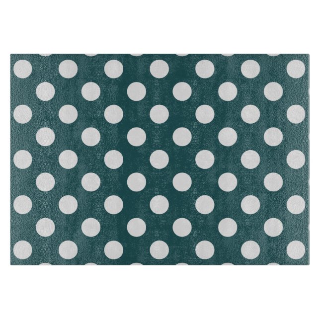 White polka dots on teal cutting board (Front)