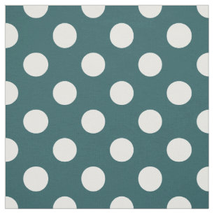 White polka dots on teal fabric