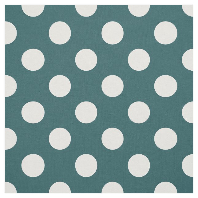 White polka dots on teal fabric (Swatch)