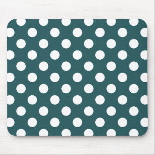 White polka dots on teal mouse mat
