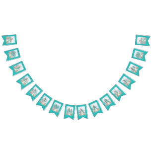 White Polka Dots on Teal – Personalised Wedding Bunting