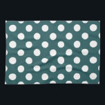White polka dots on teal tea towel<br><div class="desc">White polka dots on teal</div>