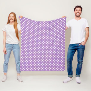 White Polka Dots on Thistle Purple  Fleece Blanket