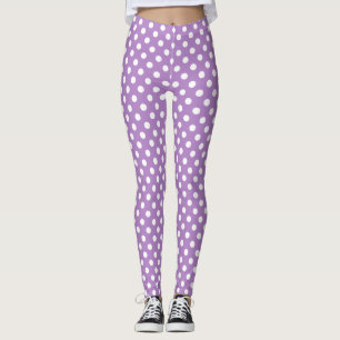 White Polka Dots on Thistle Purple Leggings