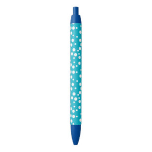 White polka dots on turquoise custom pens