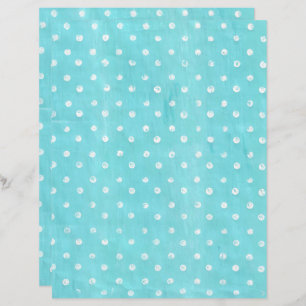 White Polka Dots on Turquoise Scrapbook Paper
