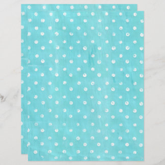White Polka Dots on Turquoise Scrapbook Paper