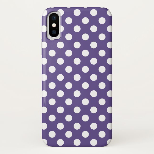 White polka dots on ultra violet Case-Mate iPhone case (Back)