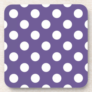 White polka dots on ultra violet coaster