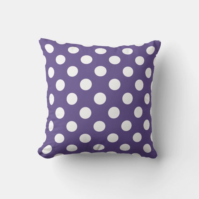 White polka dots on ultra violet cushion (Front)