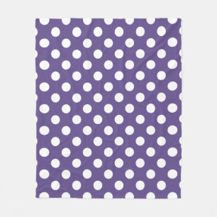 White polka dots on ultra violet fleece blanket