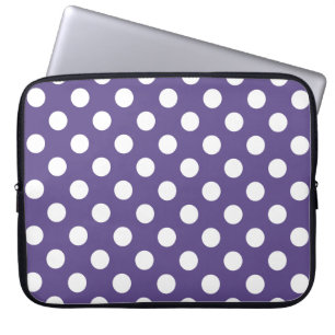 White polka dots on ultra violet laptop sleeve