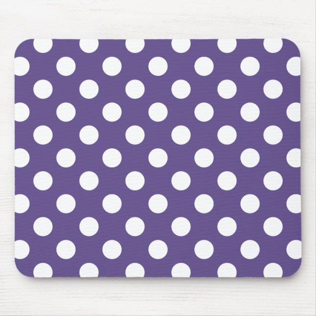 White polka dots on ultra violet mouse mat (Front)