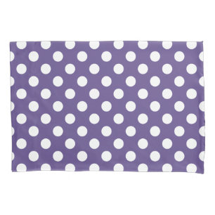 White polka dots on ultra violet pillowcase