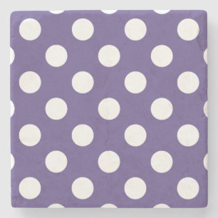 White polka dots on ultra violet stone coaster