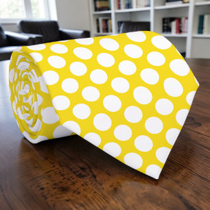 White Polka Dots on Yellow Custom Tie