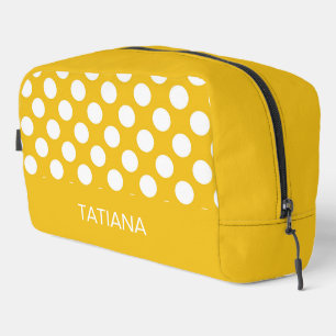 White Polka Dots on Yellow Pattern Dopp Kit
