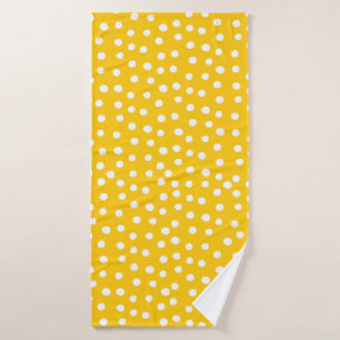 White polka dots on yellow seamless pattern bath towel