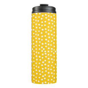 White polka dots on yellow seamless pattern thermal tumbler