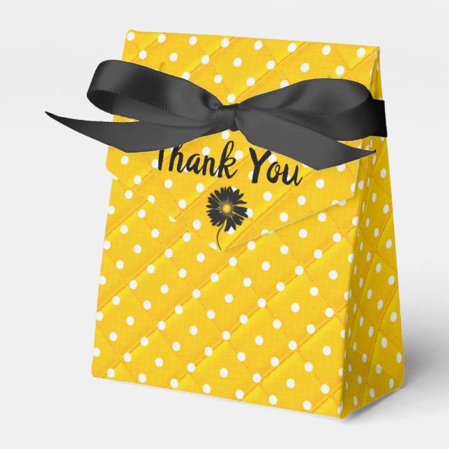 white polka dots on yellow thank you favour box (Front Side)