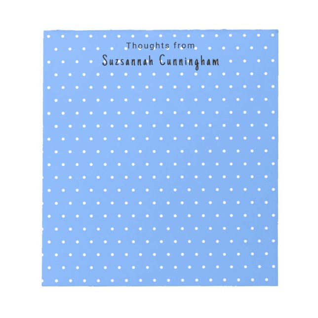White Polka Dots Pattern On Pastel Blue Custom Notepad (Front)
