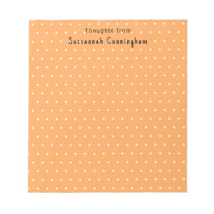White Polka Dots Pattern On Pastel Orange Custom  Notepad