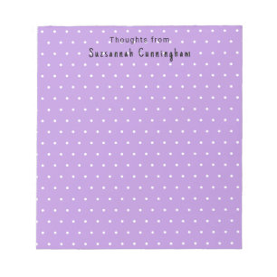 White Polka Dots Pattern On Pastel Purple Custom Notepad