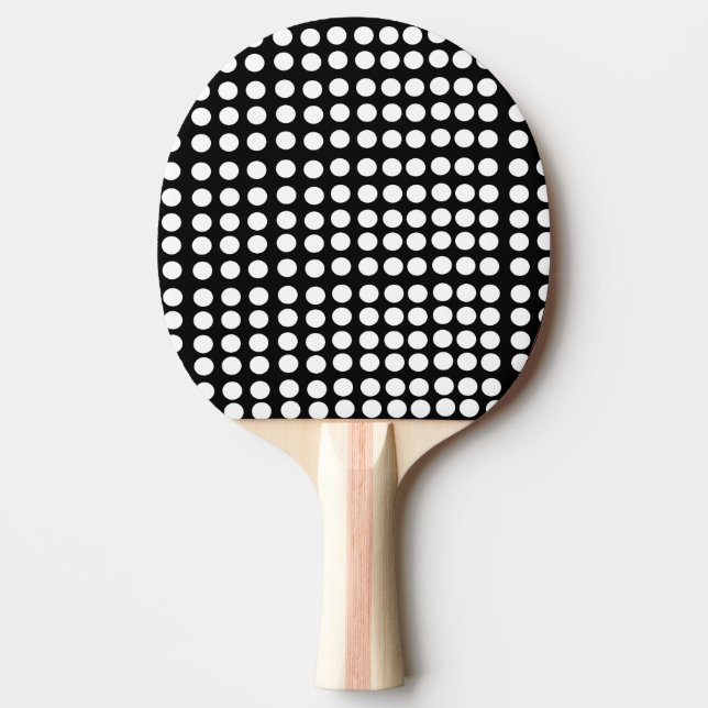 White Polka Dots Ping Pong Paddle (Front)