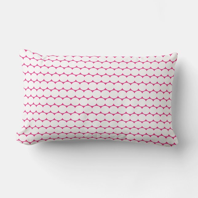 White Polka Dots Pink Custom Colours Holiday Gift Lumbar Cushion (Front)