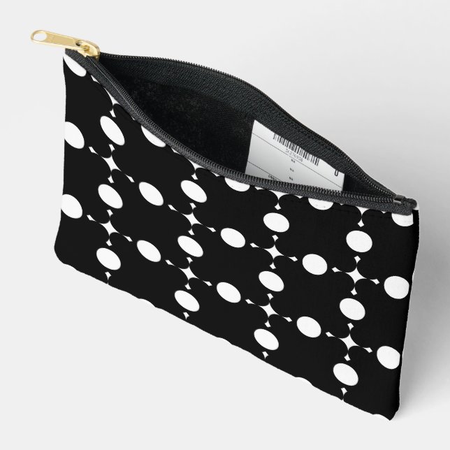 White Polka Dots, Polka Dot Pattern, Dots, Dotted Accessory Pouch (Open)