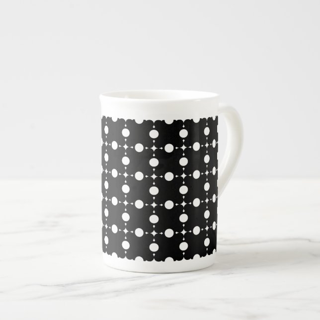 White Polka Dots, Polka Dot Pattern, Dots, Dotted Bone China Mug (Front Right)