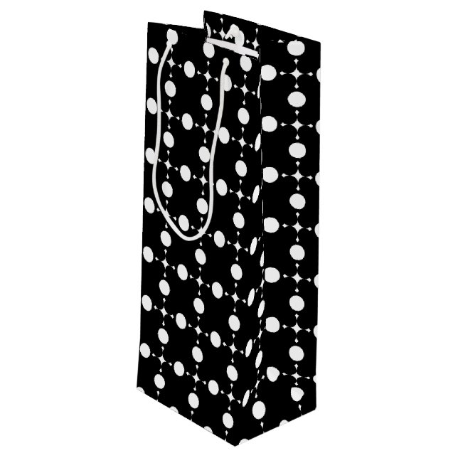 White Polka Dots, Polka Dot Pattern, Dots, Dotted Wine Gift Bag (Back Angled)
