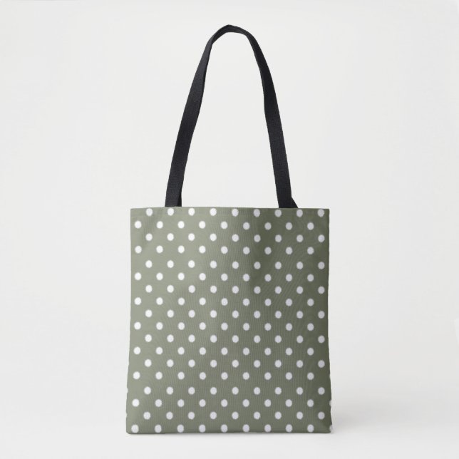 White Polka Dots Tote Bag (Front)